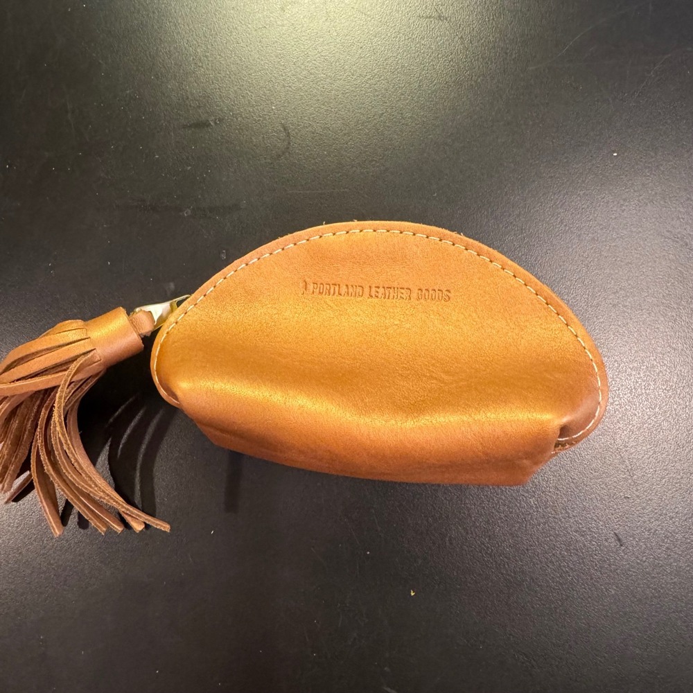Portland Leather Goods Pouch Women Small Honey Leather Tassel Coin Purse